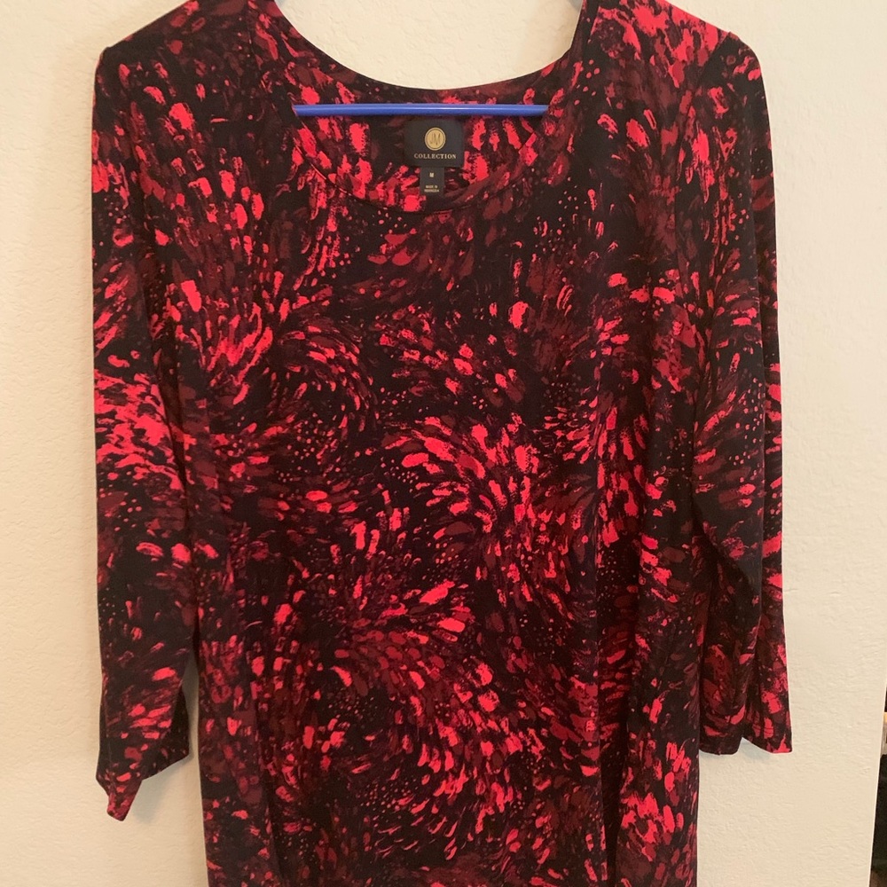 2/$20 - JM Collection Red and Black Blouse - Med